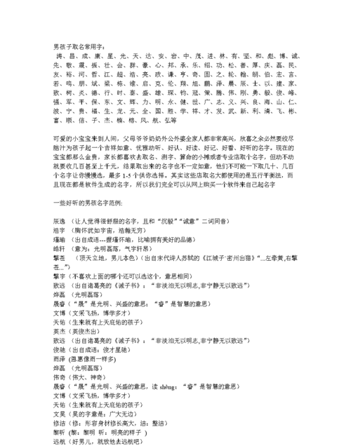 适用于男孩名字的常用字,适合男孩子名字的字有哪些 适合给男孩子起名字的字推荐图3