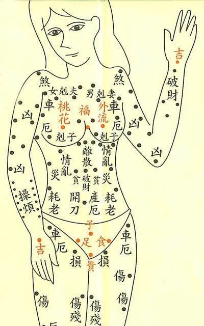 Location diagram of mole on woman's right shoulder, diagram of mole on woman's forehead picture 1