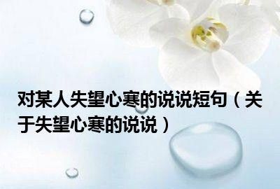 对某人失望心寒的诗句,形容对某个人失望心寒的诗句图2